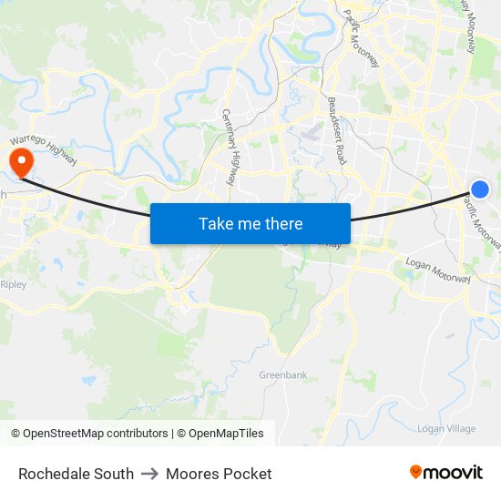 Rochedale South to Moores Pocket map