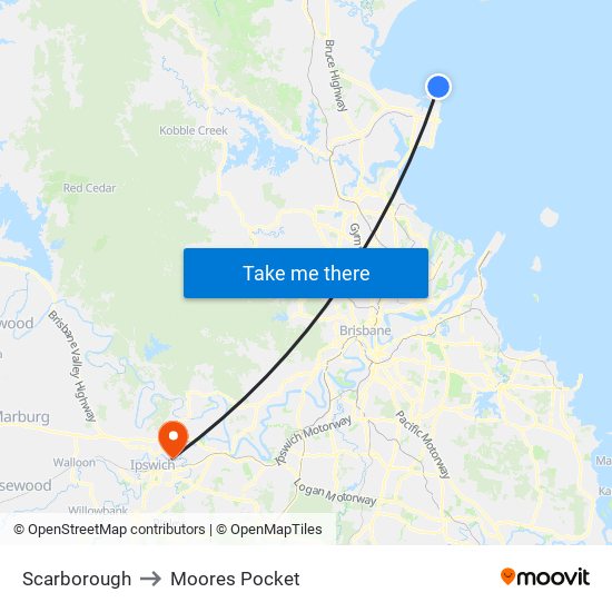 Scarborough to Moores Pocket map
