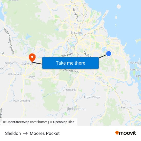 Sheldon to Moores Pocket map