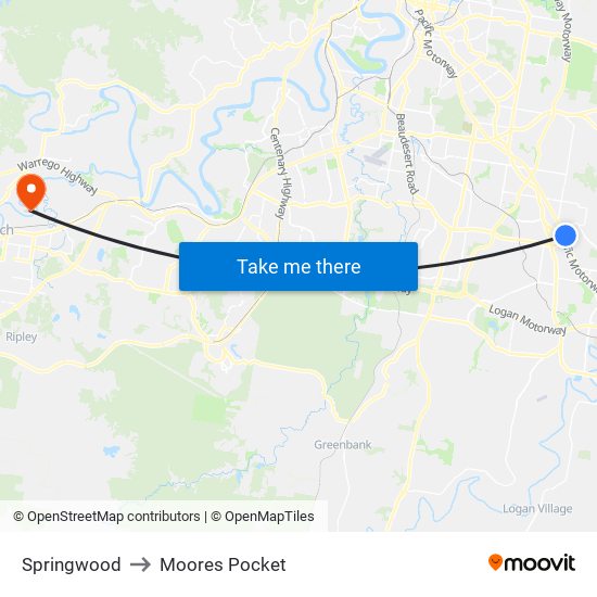 Springwood to Moores Pocket map
