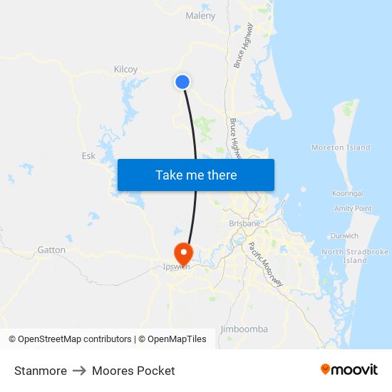 Stanmore to Moores Pocket map