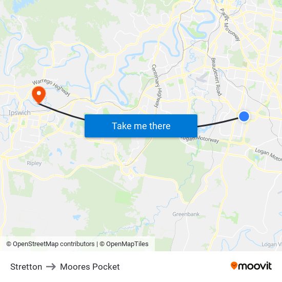 Stretton to Moores Pocket map