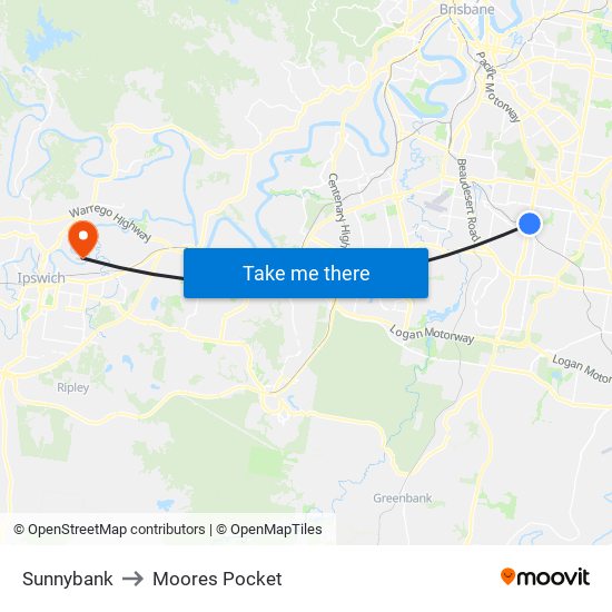 Sunnybank to Moores Pocket map