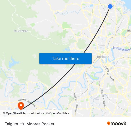 Taigum to Moores Pocket map