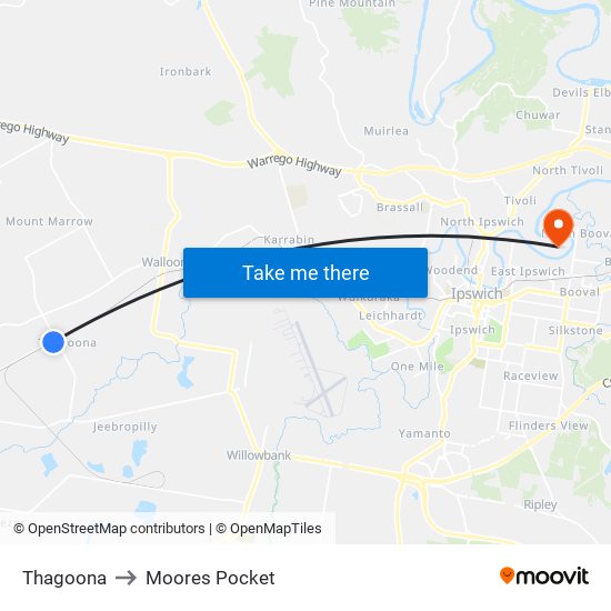 Thagoona to Moores Pocket map