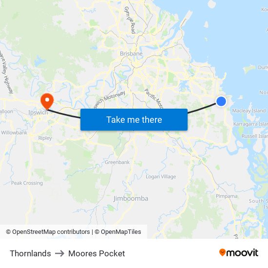 Thornlands to Moores Pocket map