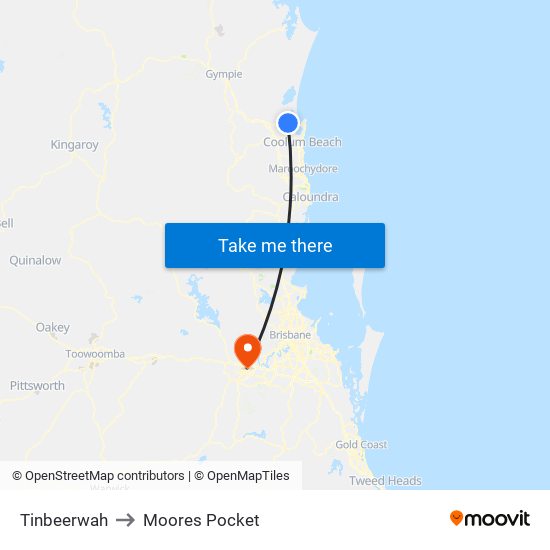 Tinbeerwah to Moores Pocket map