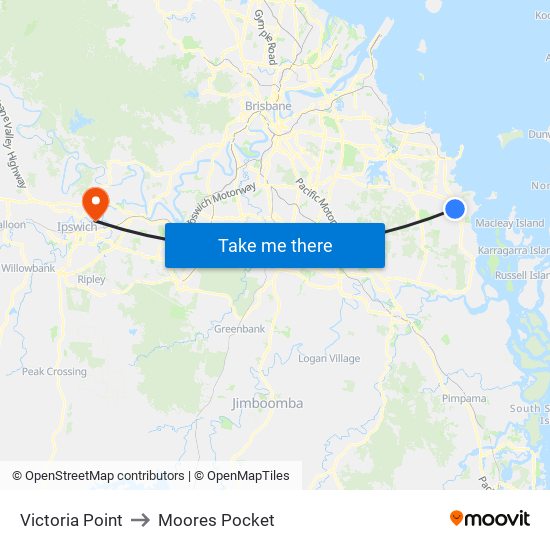 Victoria Point to Moores Pocket map
