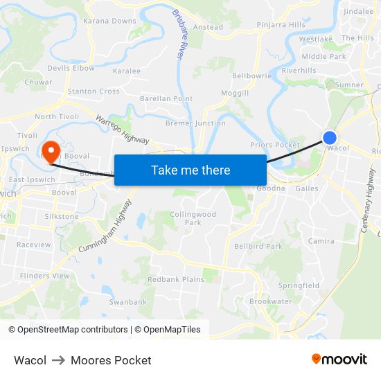 Wacol to Moores Pocket map