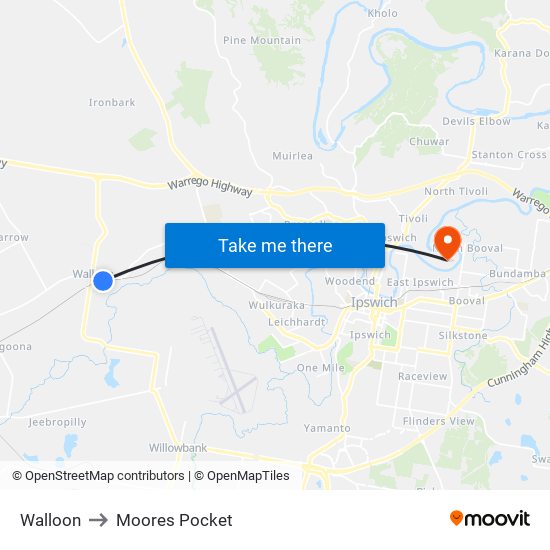 Walloon to Moores Pocket map