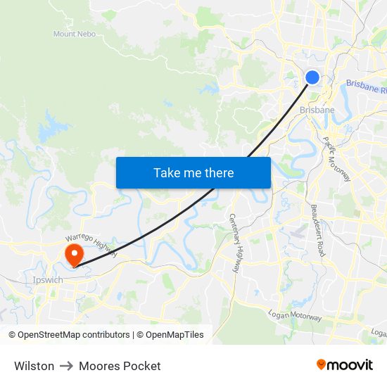Wilston to Moores Pocket map