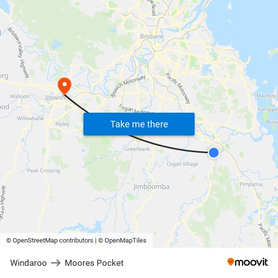 Windaroo to Moores Pocket map