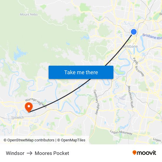 Windsor to Moores Pocket map