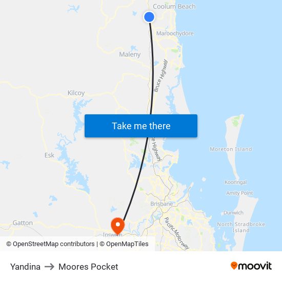 Yandina to Moores Pocket map