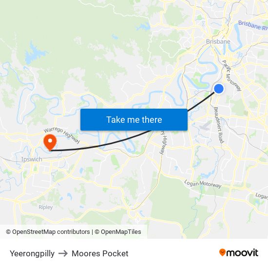 Yeerongpilly to Moores Pocket map