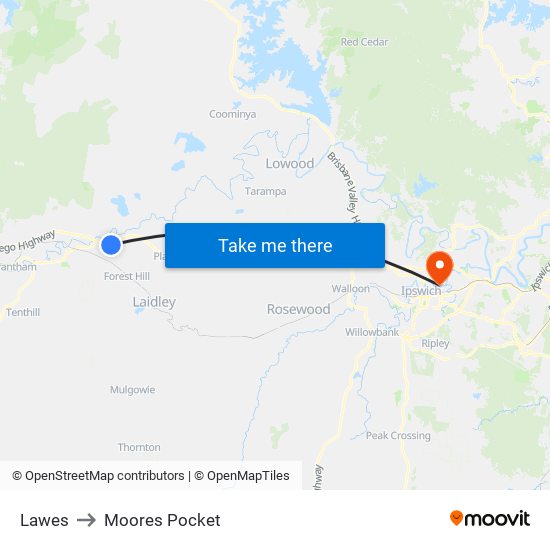 Lawes to Moores Pocket map
