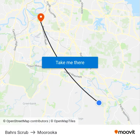 Bahrs Scrub to Moorooka map