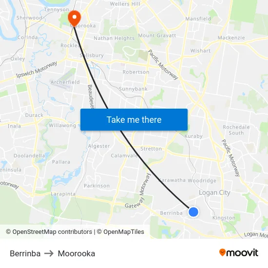 Berrinba to Moorooka map