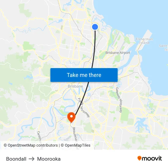 Boondall to Moorooka map