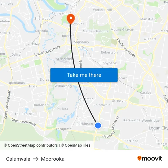 Calamvale to Moorooka map