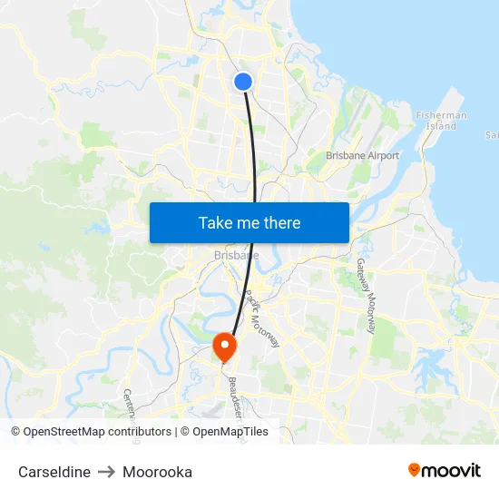 Carseldine to Moorooka map