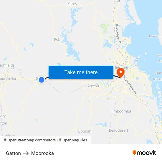 Gatton to Moorooka map