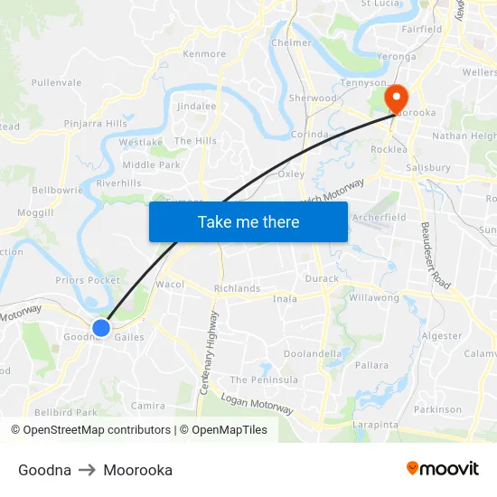 Goodna to Moorooka map