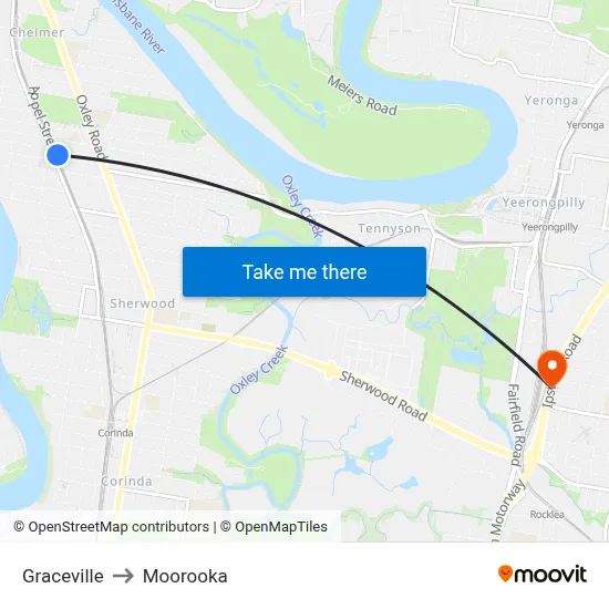 Graceville to Moorooka map