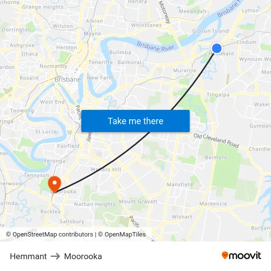 Hemmant to Moorooka map