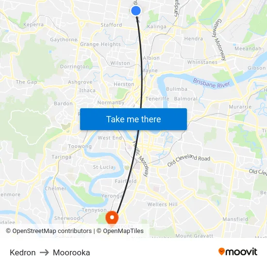Kedron to Moorooka map