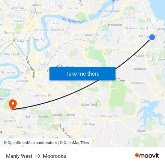 Manly West to Moorooka map