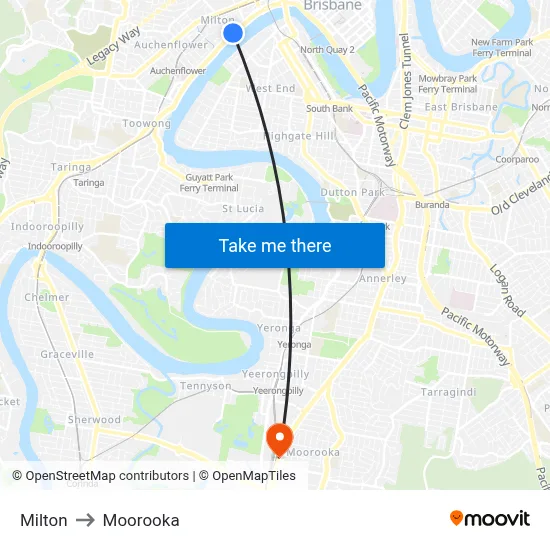 Milton to Moorooka map