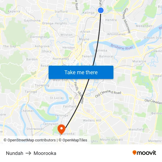 Nundah to Moorooka map