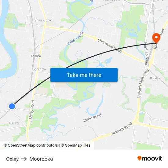 Oxley to Moorooka map