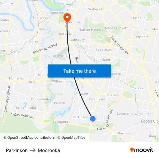Parkinson to Moorooka map