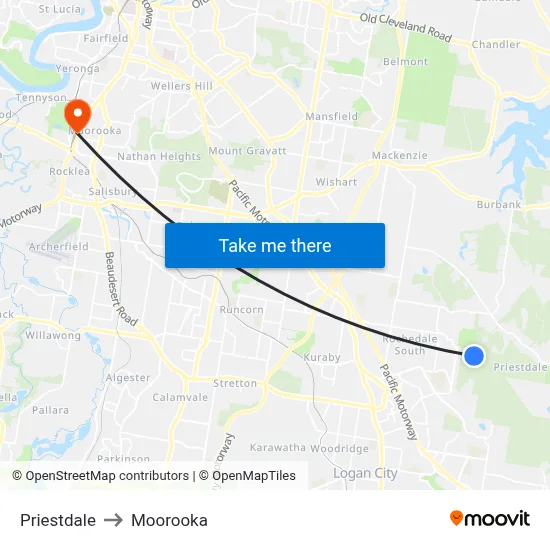 Priestdale to Moorooka map