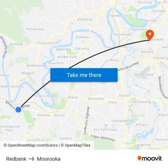 Redbank to Moorooka map