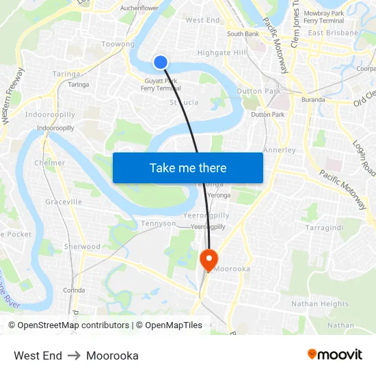 West End to Moorooka map