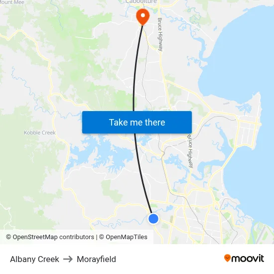 Albany Creek to Morayfield map