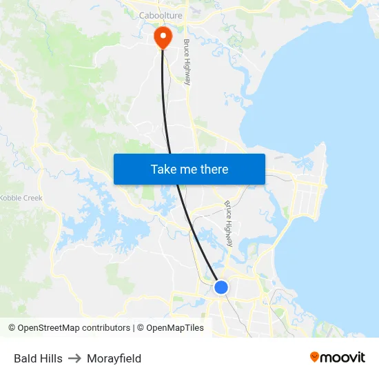 Bald Hills to Morayfield map