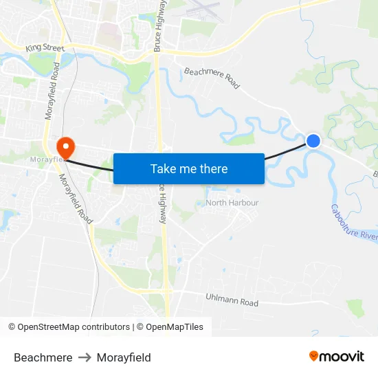 Beachmere to Morayfield map
