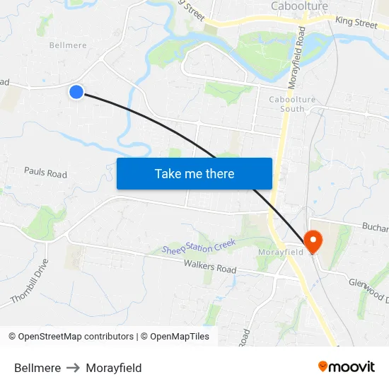 Bellmere to Morayfield map