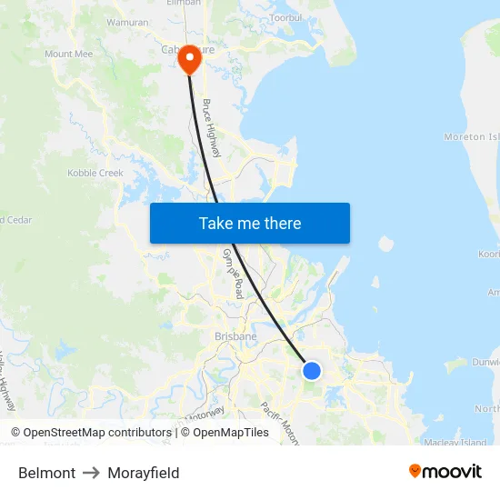 Belmont to Morayfield map