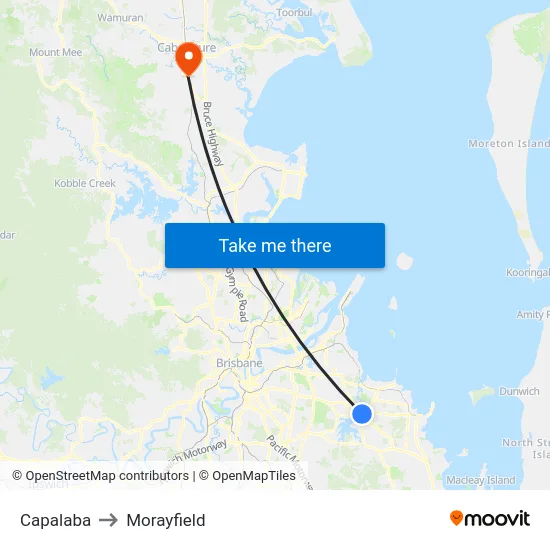 Capalaba to Morayfield map