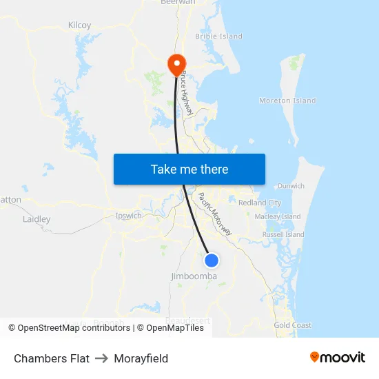 Chambers Flat to Morayfield map