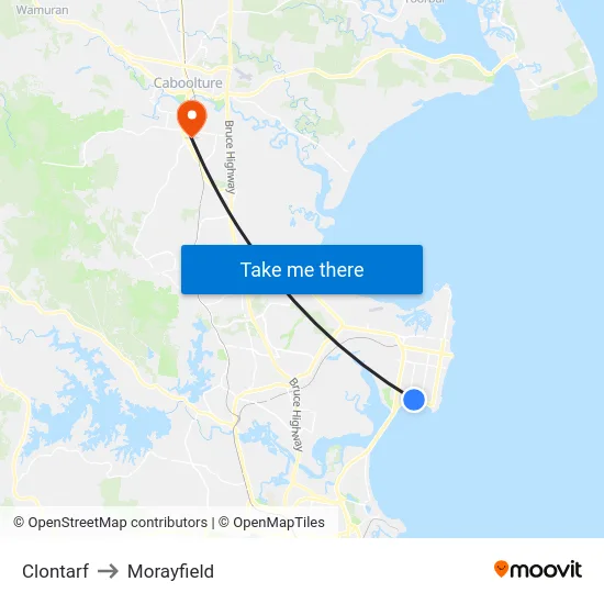 Clontarf to Morayfield map
