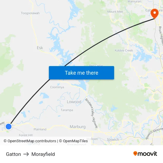 Gatton to Morayfield map