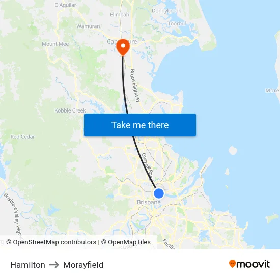 Hamilton to Morayfield map