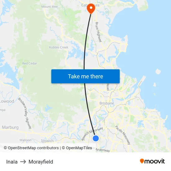 Inala to Morayfield map