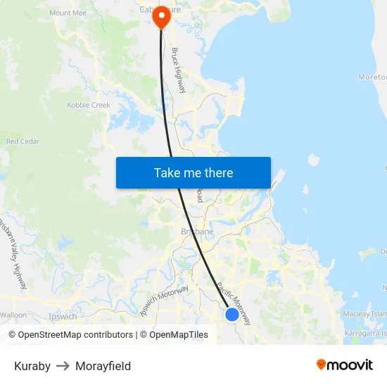 Kuraby to Morayfield map